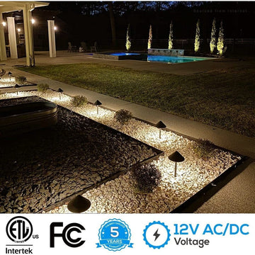 ALP49 4-Pack 3W LED Low Voltage Cast Aluminum Landscape Pathway Lights Package, Driveway Walkway Light