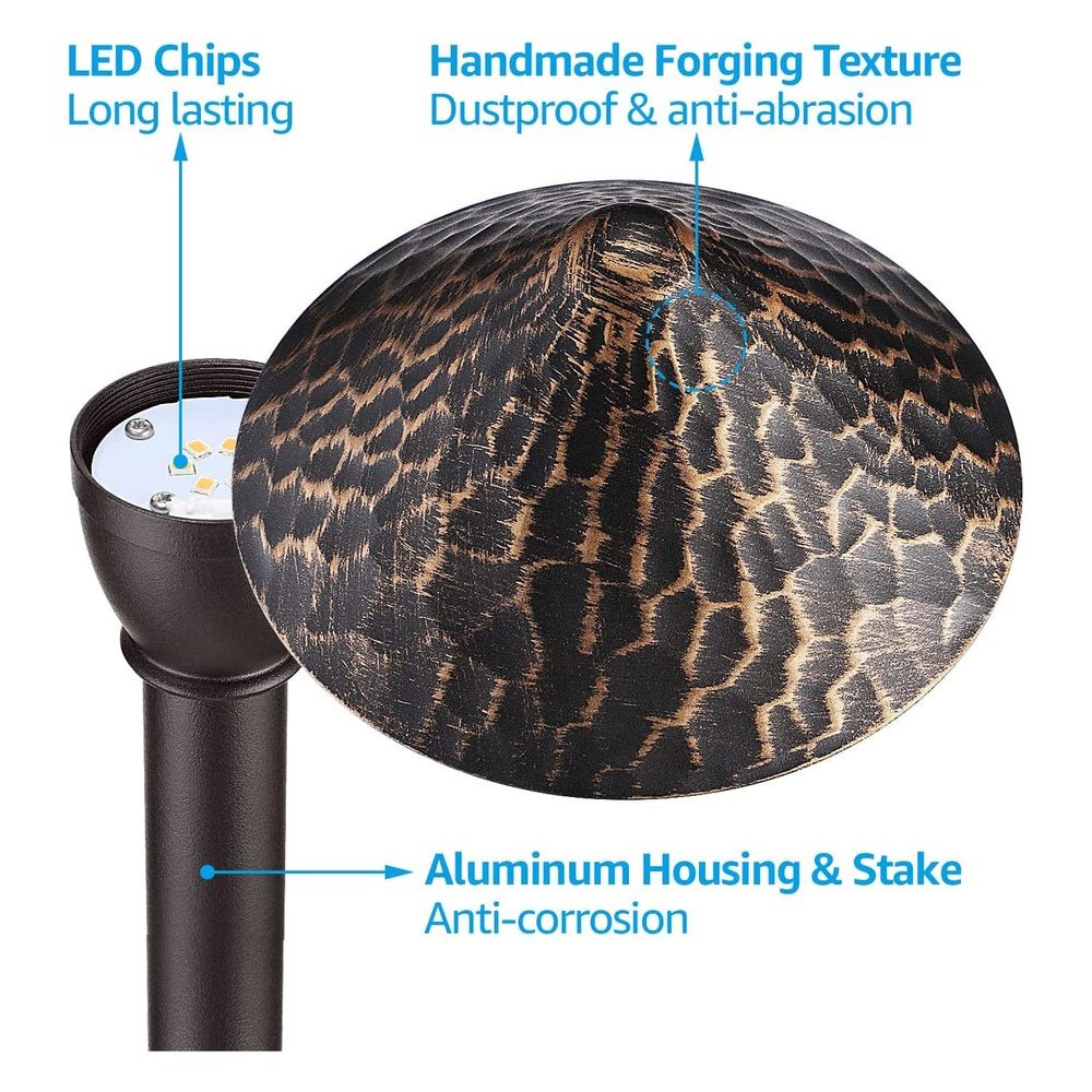 ALP49 12-Pack 3W LED Low Voltage Cast Aluminum Landscape Pathway Lights Package, Driveway Walkway Light