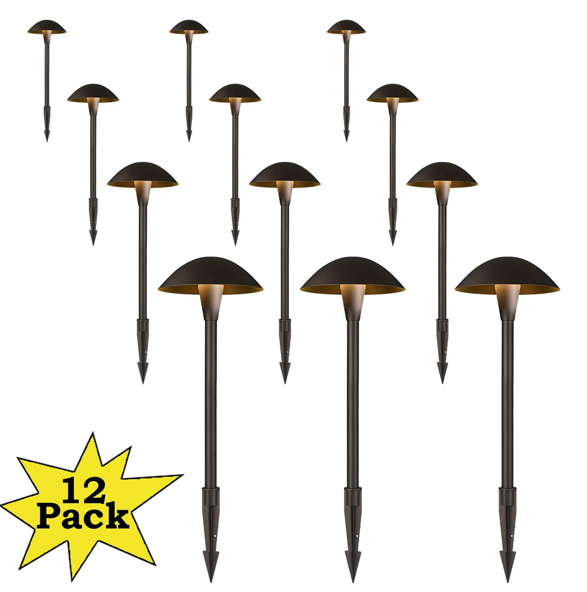 12Pack of Modern LED Path Lights Durable Walk Way Lights Kings Outdoor Lighting