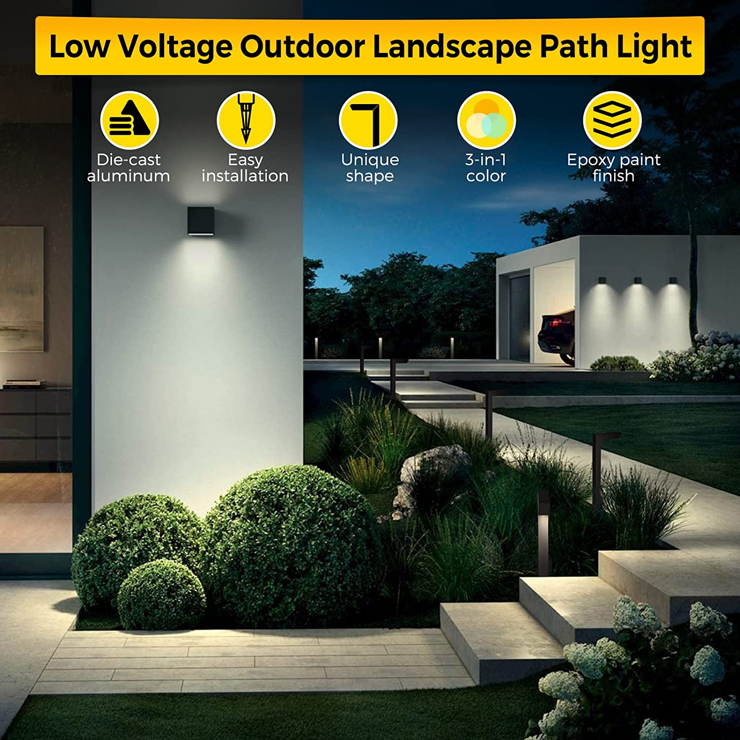 Path Lights Led Simple 6-Pack of Modern LED Path Lights | Durable Walk Way Lights