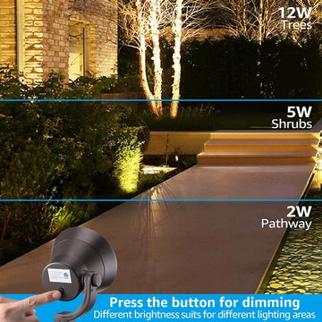 ALS03 4-Pack LED Landscape Spot Lights Package, Adjustable 2W-12W Low Voltage 12V Directional Outdoor Landscape Lighting