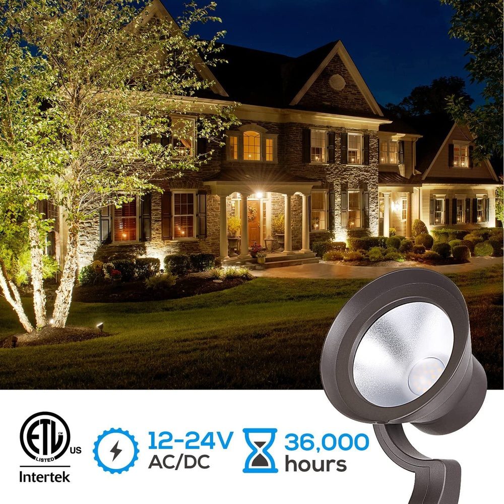 ALS03 4-Pack LED Landscape Spot Lights Package, Adjustable 2W-12W Low Voltage 12V Directional Outdoor Landscape Lighting