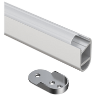 AP16F 8 ft Aluminum Channel Oval Wardrobe Hanging Rail Closet Rod 1.14″ (W) x 0.59″ (H) for LED Strip Lights | 10 Pack - Silver