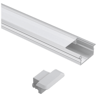 AP44M Canal de aluminio rectangular Paquete de 10 Tiras de luces LED Cubiertas de extremos - Plata
