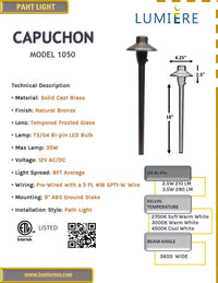 Capuchon Solid Cast Brass Path & Area Light - Natural Bronze