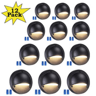 DLA01 Paquete de 12 luces LED negras de bajo voltaje de 2,5 W para exteriores, media luna, luces de paisaje para vallas escalonadas de 12 V