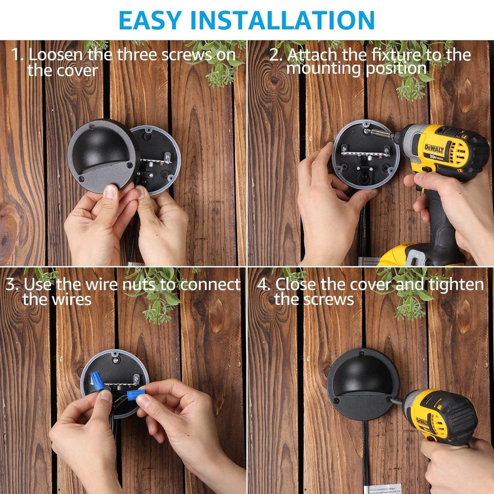 DLA01 6-Pack Black 2.5W Low Voltage LED Outdoor Half Moon Deck Lights Package, 12V LED Step Fence Landscape Lights