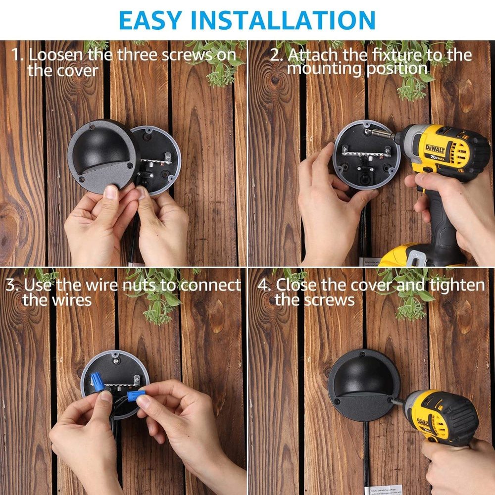 DLA01 12-Pack Black 2.5W Low Voltage LED Outdoor Half Moon Deck Lights Package, 12V LED Step Fence Landscape Lights