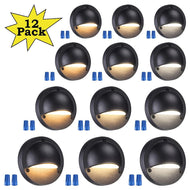 DLA03 Paquete de 12 luces LED negras de 2,5 W y 3CCT de bajo voltaje para exteriores, paquete de luces de cubierta de media luna, luces LED de paisaje para cercas escalonadas de 12 V