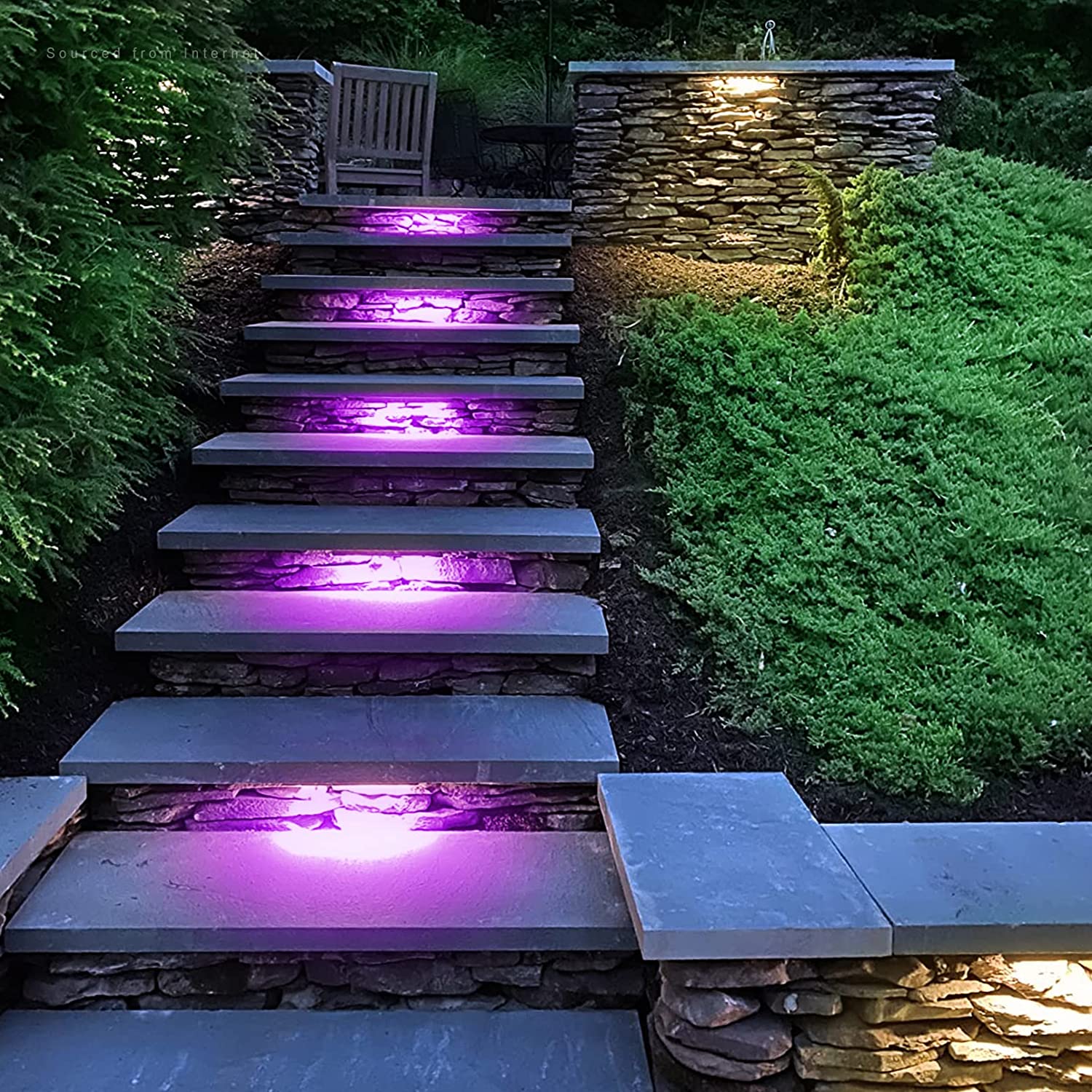 ELA04 8-Pack 4 Inch 1W RGB LED Retaining Wall Lights, Hardscape Color Changing 12V Low Voltage Landscape Lights