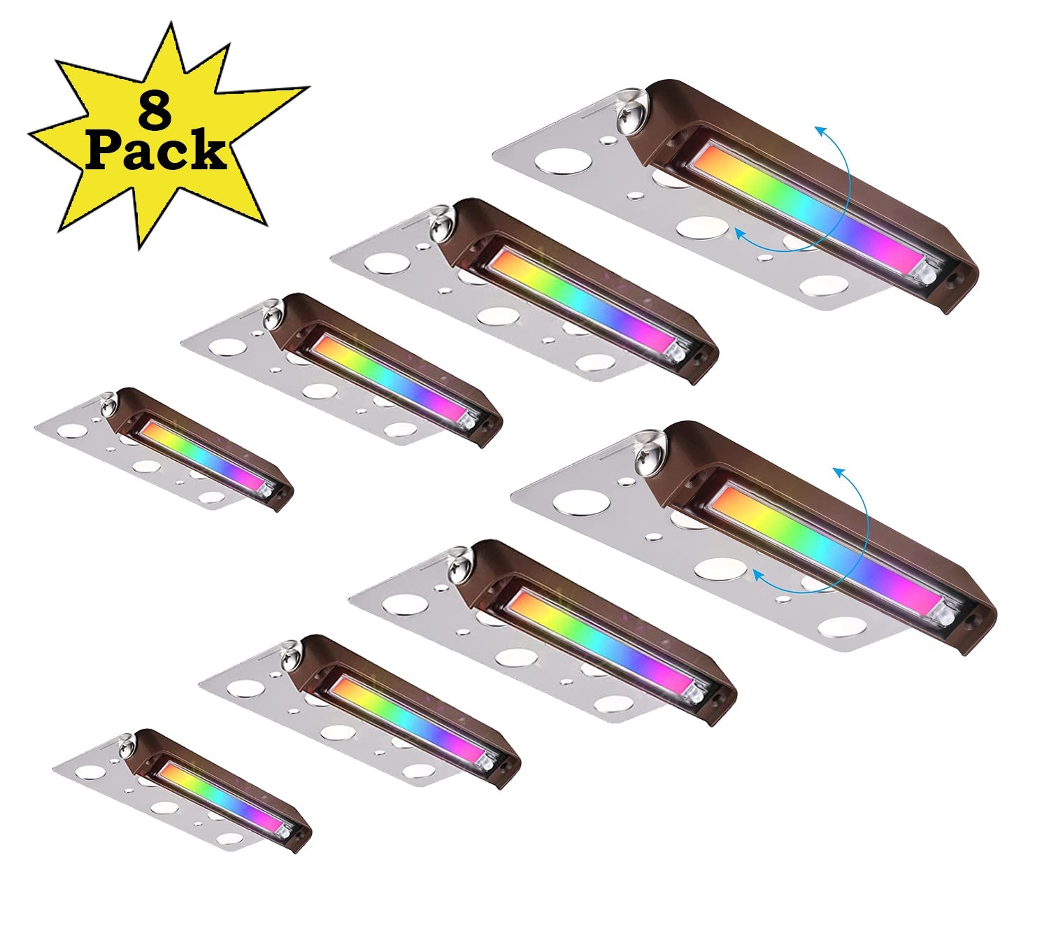 ELA07 8-Pack 7 Inch 3W RGB LED Retaining Wall Lights, Hardscape Color Changing 12V Low Voltage Landscape Lights
