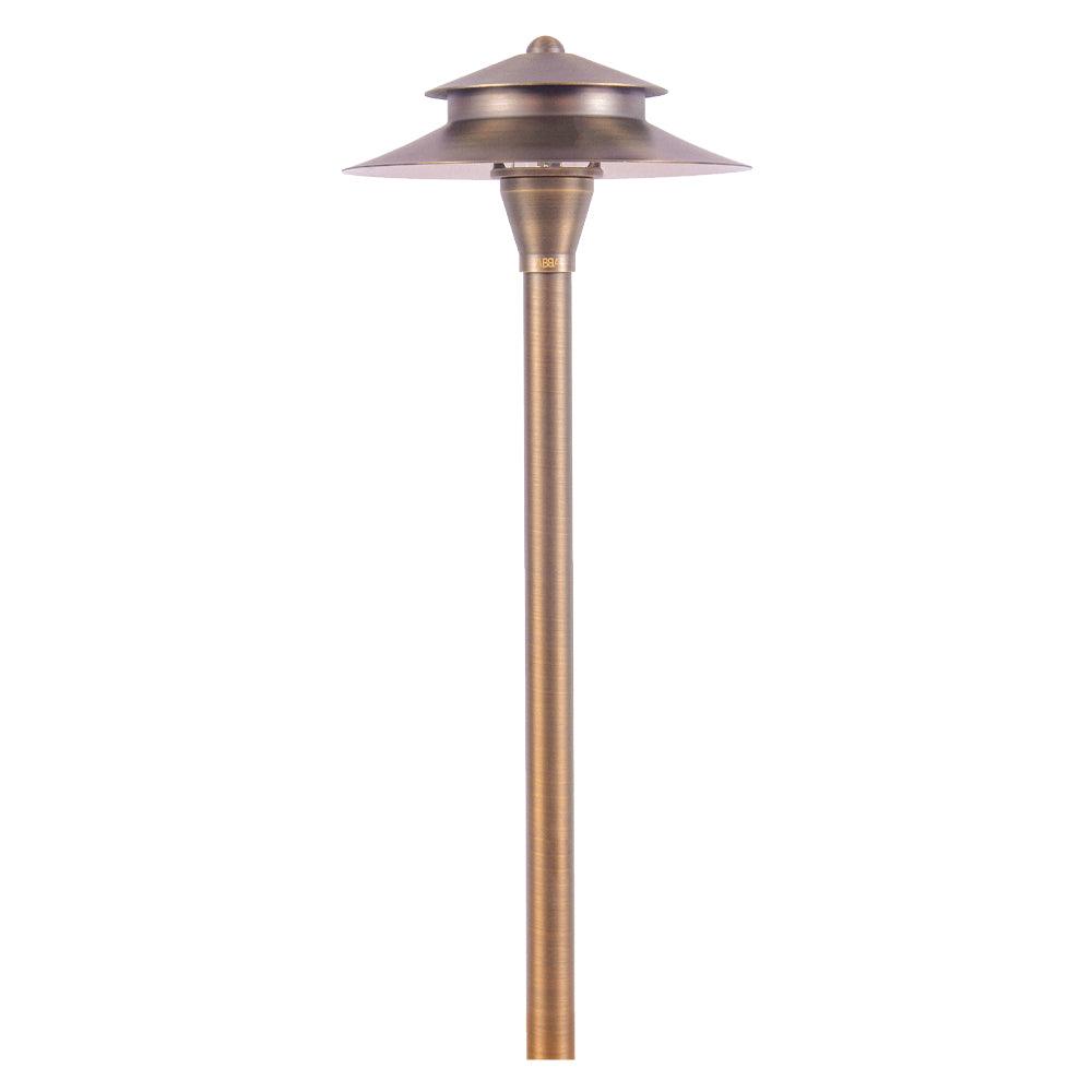 PLB04 Two Tier Brass LED Pagoda Low Voltage Path Light - Kings Outdoor Lighting