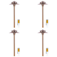 PLB04 Luz de camino de bajo voltaje LED Pagoda de latón de dos niveles - 4 pack