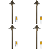 PLB09 4x/8x/12x Package Brass LED Cone Low Voltage Pathway Outdoor Landscape Lighting Fixture 5W 3000K Bulb