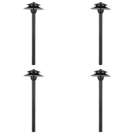 PLB13 4x/8x/12x Package Two Tier Brass Pathway 12V Low Voltage Pagoda Light Led Landscape Lighting Fixture with G4 2W 3000K - 4 Pack