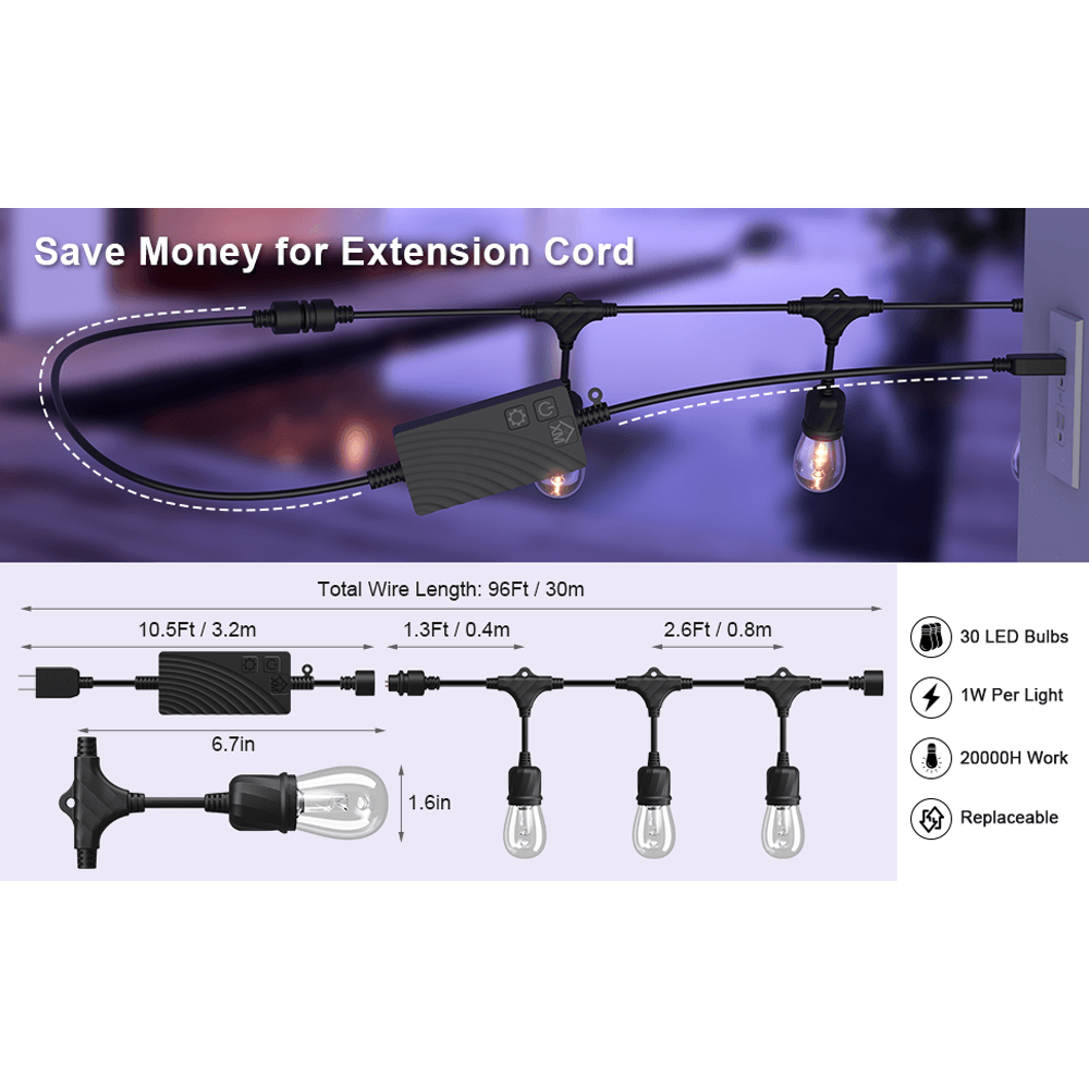 SLR100 RGBW Color Changing Smart Outdoor String Lights Kings Outdoor