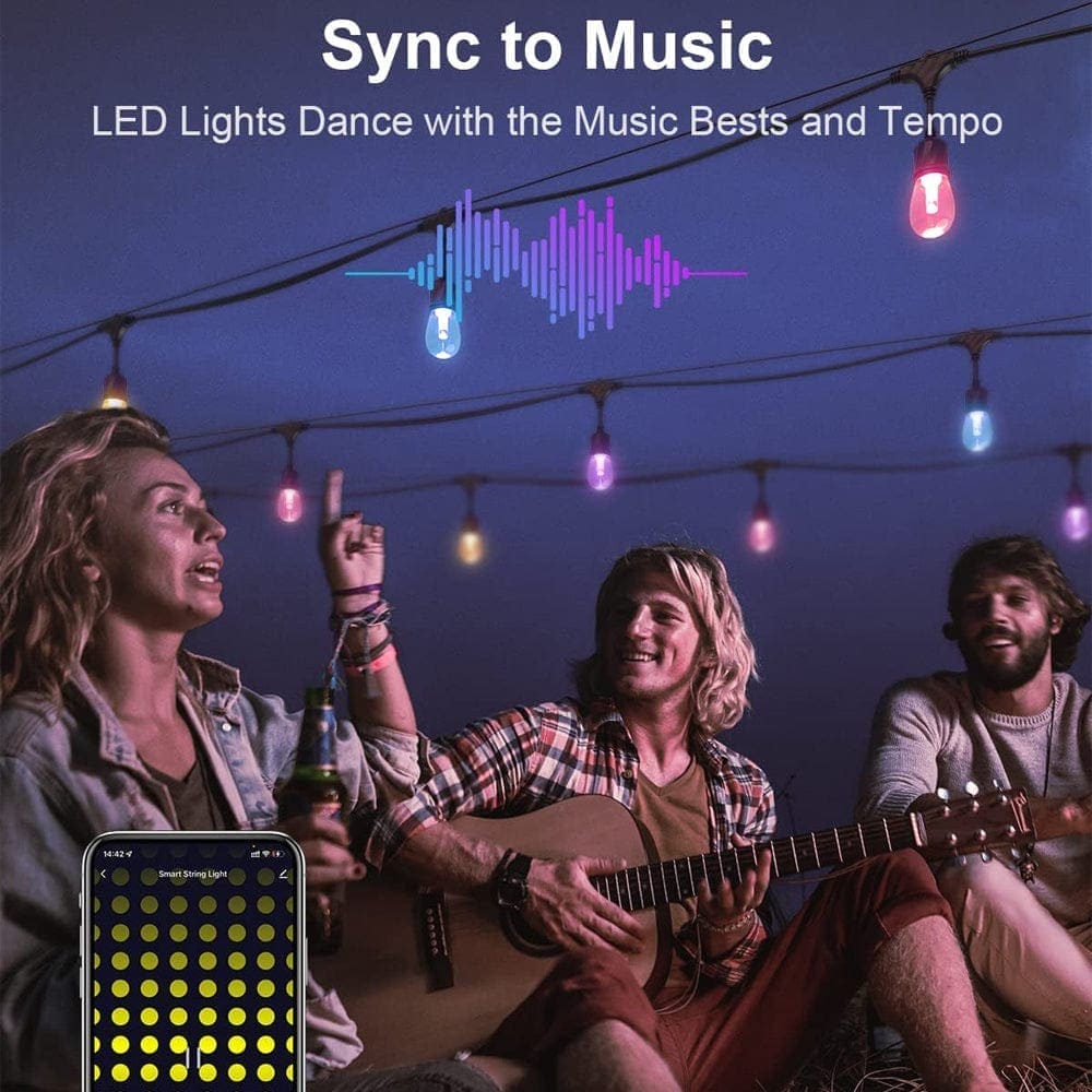 SLR100 LED RGBW Smart Bistro String Lights Color Changing Outdoor Weatherproof 12V Edison Bulbs