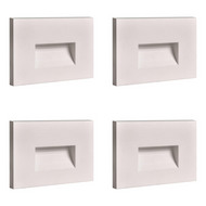STA08 4x/8x/12x Package 3.5W 12V Low Voltage 3CCT Rectangular Waterproof Horizontal LED Aluminum Stair Step Light Fixture - White / 4 Pack