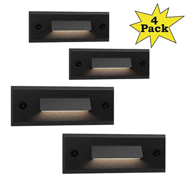 STLA04 4-Pack 1W Slim Black Low Voltage LED Outdoor Step Lights Package, 12V LED Deck Lights Landscape Lights