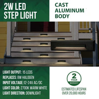 STLA06 6-Pack 2W Slim Black Low Voltage LED Outdoor Step Lights Package, 12V LED Deck Lights Landscape Lights