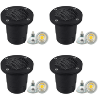 UNA06 4x/8x/12x Package Cast Aluminum Low Voltage Round Grill LED In-ground Well Light IP65 Waterproof 5W 3000K Bulb