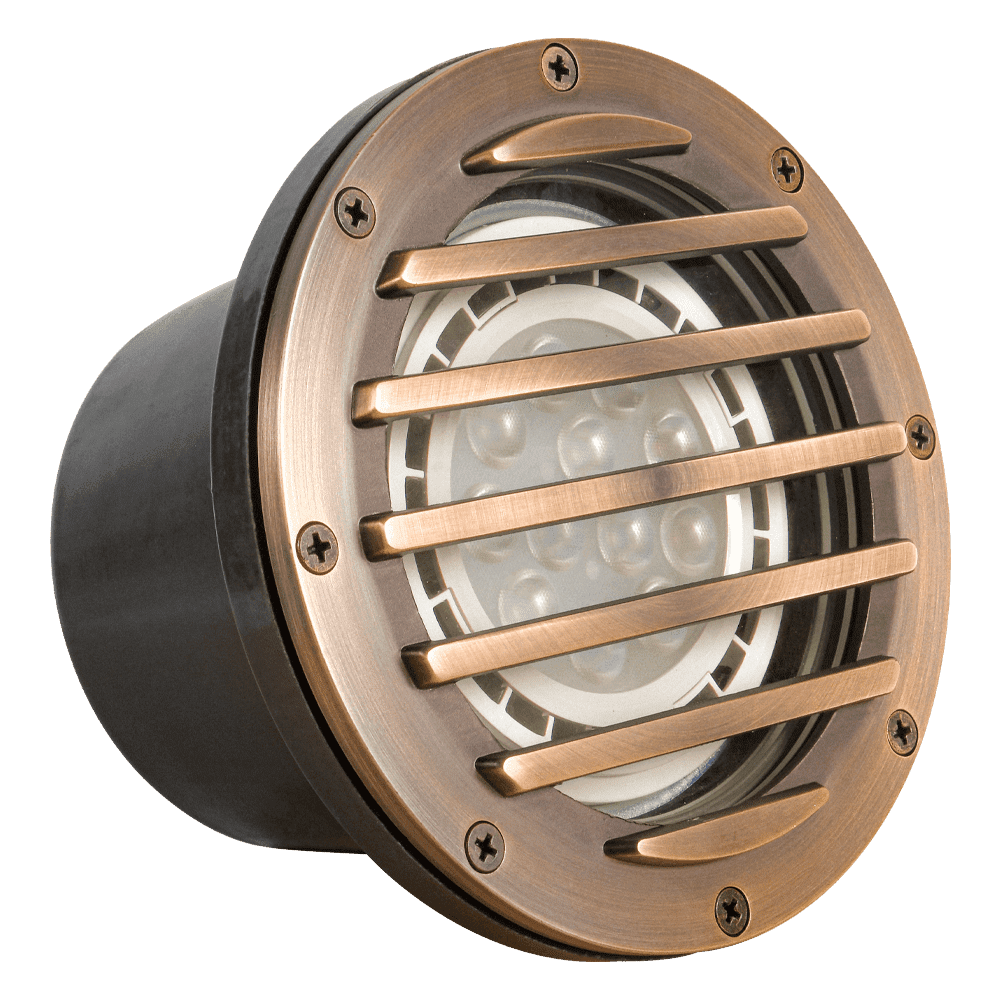 UNB01 Cast Brass Low Voltage Grille Commercial PAR36 LED In-ground Light IP65 Waterproof - Kings Outdoor Lighting