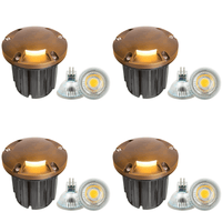 UNB11 4x/8x/12x Package Cast Brass Round Tri-Directional Low Voltage LED In-ground Light 5W 3000K Bulb