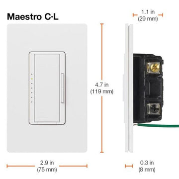 Lutron Maestro C.L Digital Dimmer Multi-Location Switch Kit, White.