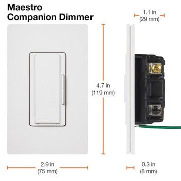 Lutron Maestro C.L Digital Dimmer Multi-Location Switch Kit, White.